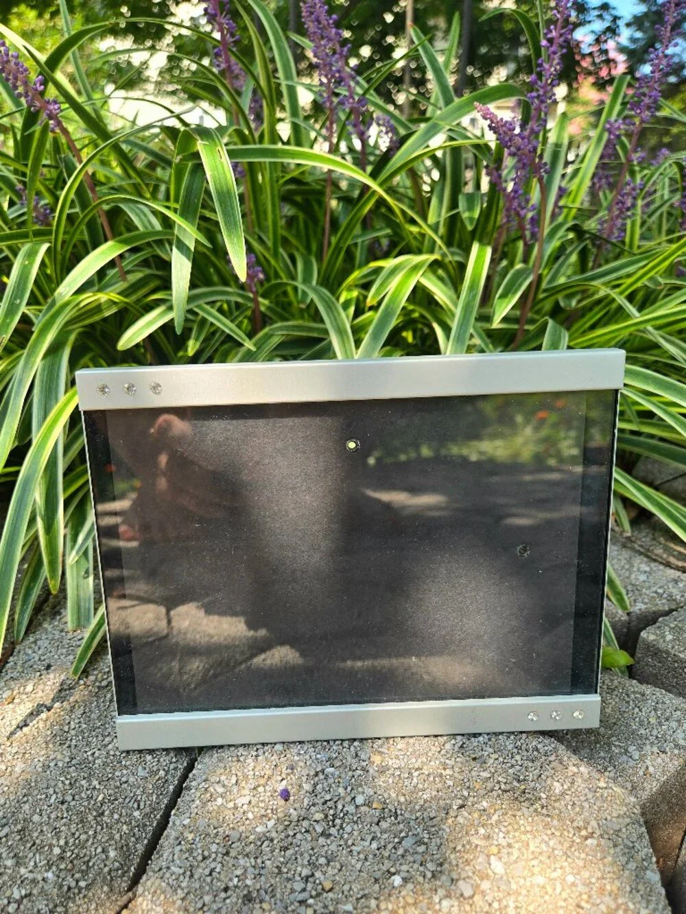 Modern Brushed Silver Industrial Metal Picture Frame – Minimalist Desktop Photo